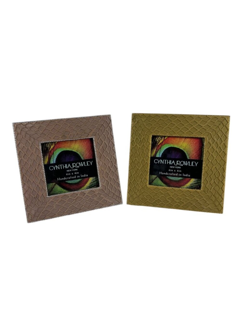 Cynthia Rowley 4x4 Picture Frame Set 2 Mosaic Beaded Photo Frames Tabletop